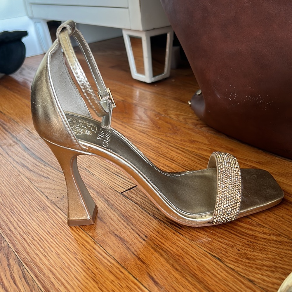 Vince Camuto Gold Sandals with Rhinestone Strap